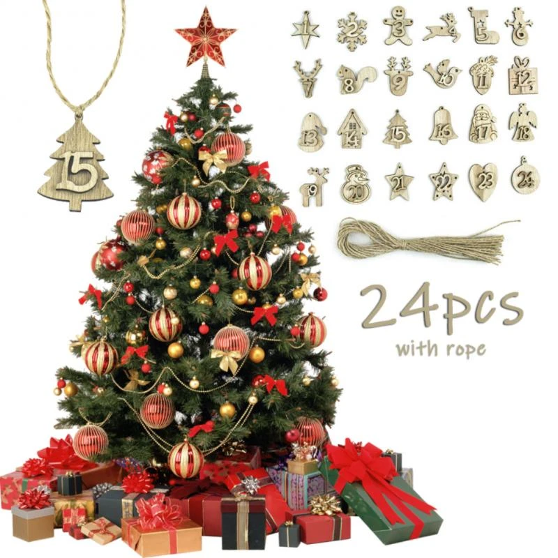 Christmas Number 1 2022 2022 Calendar Pendant Advent Calendar Numbers Wooden Number 1 24 Wooden  Countdown Christmas Advent Calendar Label|Advent Calendars| - Aliexpress