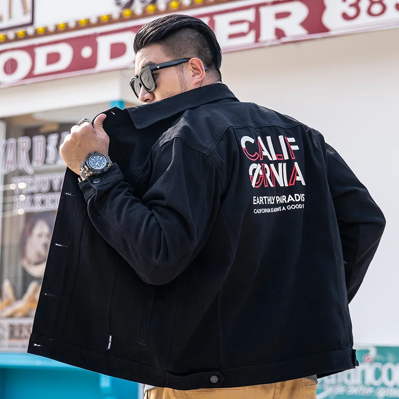 

Autumn And Winter New Style Denim Jacket Men's Youth Fashion Loose Plus-sized Embroidery Europe And America Jeans Coat Men's