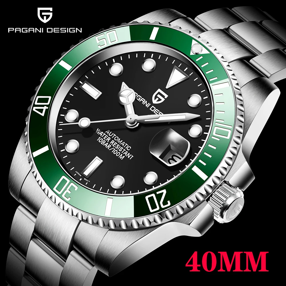 Mechanical Watch PAGANI Design Men's Mechanical Clock Stainless Steel Automatic Watch 40mm Sapphire Glass