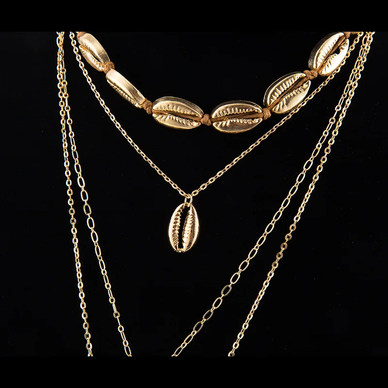 Europe And America New Style Accessories Retro Exaggeration Shell Necklace Hexagram Eyes Pendant Alloy Multistory Necklace