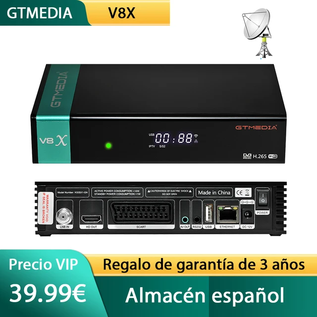 המניה בספרד GT מדיה V8X DVB S/S2/S2X לווין טלוויזיה מקלט/קולט, מפענח, תומך CA כרטיס M3U CCm מעודכן על ידי V8 נובה|Stellite TV Receiver|  