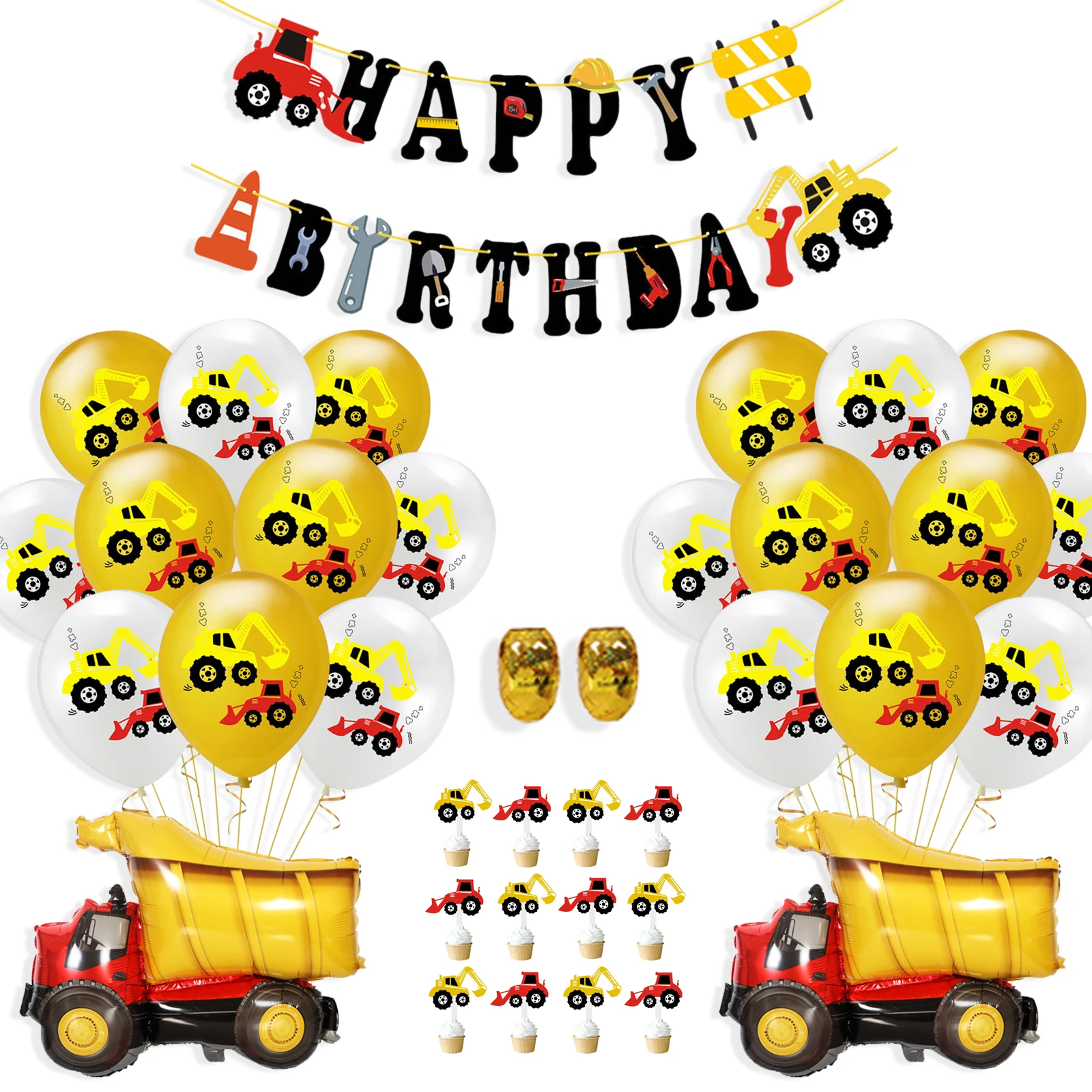 Детский мультфильм инженерный грузовик тема вечерние украшения посуда тарелка шар бумажный Кубок баннер для детей день рождения принадлежности