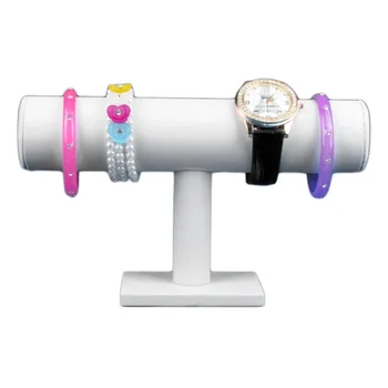 

Hot Velvet T-Bar Jewelry Rack Bracelet Link Chain Watch Necklace Holder Display Packaging White Color For Women Girl#2