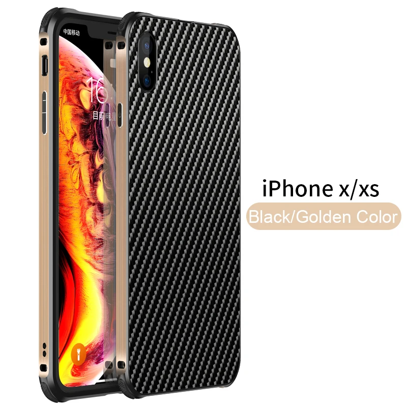 Beyour Runway Coque для iPhone X чехол с металлической рамкой из углеродного волокна чехол Funda для iPhone 11 Pro Max XR XS Max 8 7 Plus чехол для телефона - Цвет: Золотой