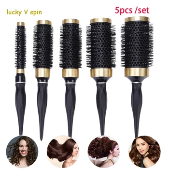 

Professional Hair Dressing Brushes High Temperature Resistant Ceramic Iron Round Comb 5 size Hair Styling Tool Hairbrush