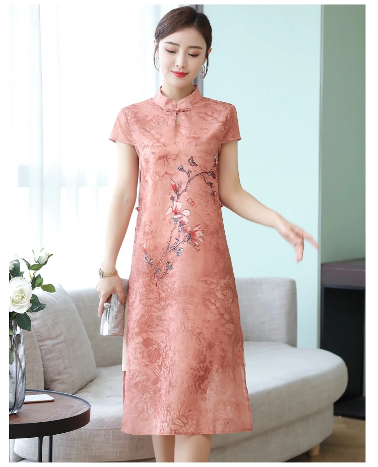 Китайское традиционное платье для женщин Qi Pao cheongsam элегантное улучшенное высококачественное винтажное платье Ципао с принтом размера плюс