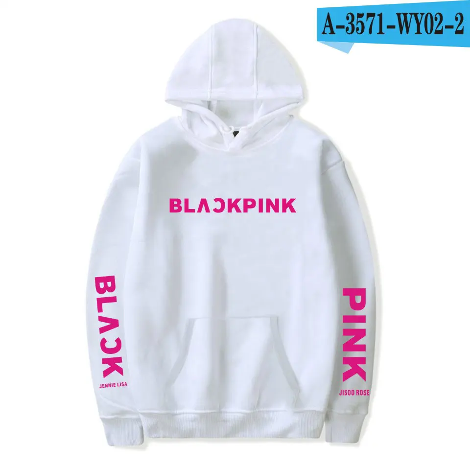 KPOP/корейские модные черно-розовые толстовки с капюшоном; JISOO Jennie Kim Rose LISA; японские толстовки с капюшоном; одежда; пуловеры; свитшоты - Цвет: white