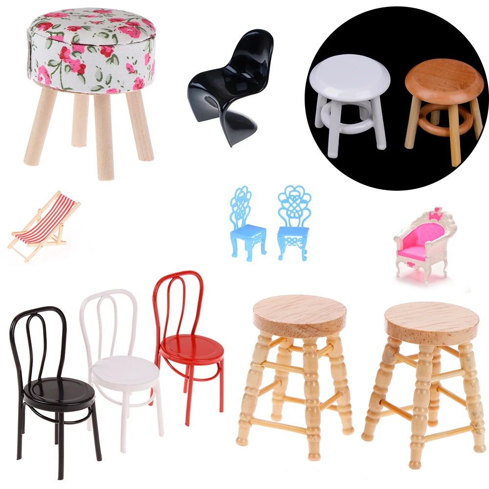 

Mini Sofa Stool Chair Furniture Model Toys for Doll House Decoration 1/12 Simulation Dollhouse Miniature Accessories
