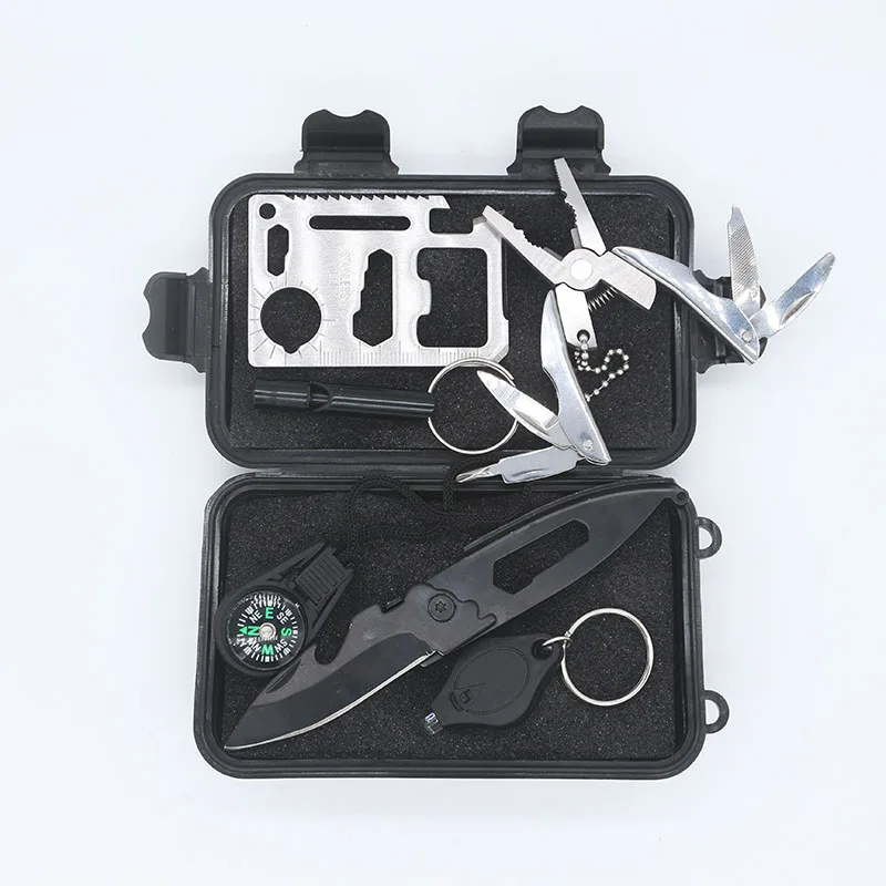 

7-in-1 EDC Outdoor Travel Lifesaving Toolkit SOS self-rescue tool kit with folding knife Multifunctional Outdoor Tools 1 set