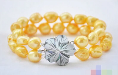 +++303 2row 8" yellow baroque freshwater pearl bracelet | Украшения и аксессуары