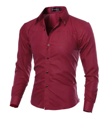 Новая роскошная мужская однотонная Повседневная Формальная рубашка с длинным рукавом приталенная деловая рубашка рубашки топы