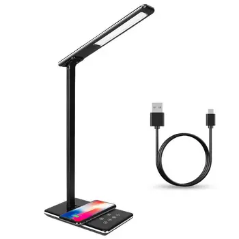 

LED Desk Lamp USB QI Wireless Charging For Mobile Foldable Table Lamp Dimmable Touch Timer Reading Lamp Night Light