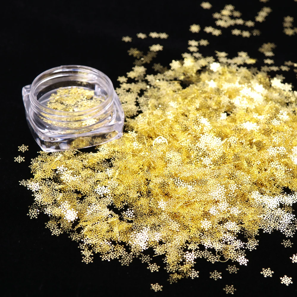 Gold Snowflake Nail Art Decoration Mixed 90pcs DIY Manicures Christmas Glitter Sequins Flakes 3D Jewelry Nail Accessories GL889 nail glitter nail decoration nail decorations nail flakes