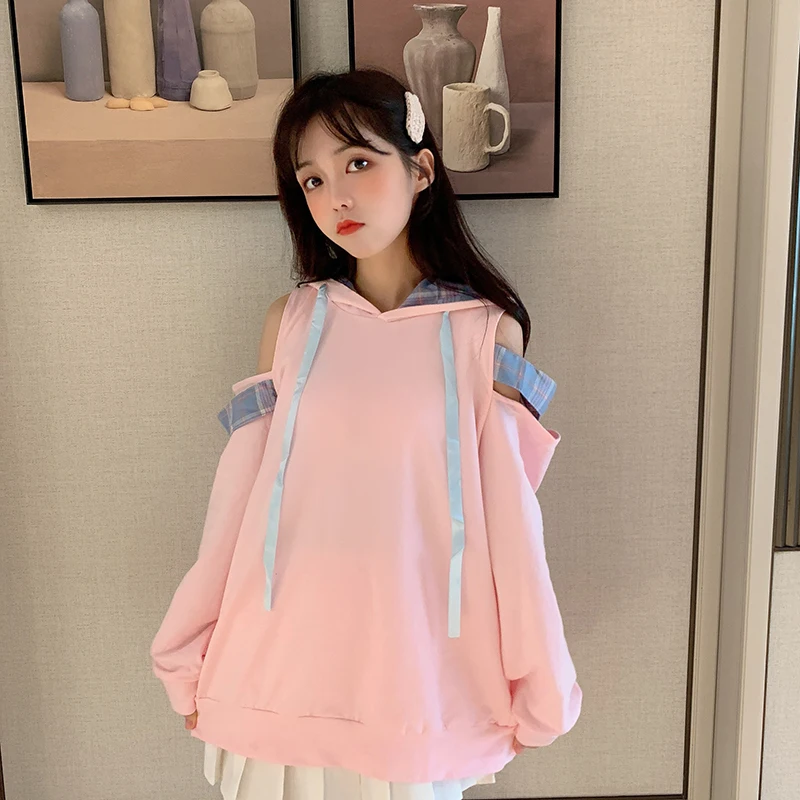 Женские свитшоты корейский стиль Ins Chic Ulzzang свободные повседневные на шнуровке