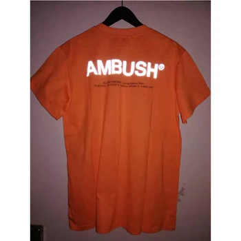 

2020 Ambush T Shirt Men Women T-shirts Orange 3M Reflective 1:1 Quality Streetwear Hip Hop Cotton Tops Ambush Tee Japan Style