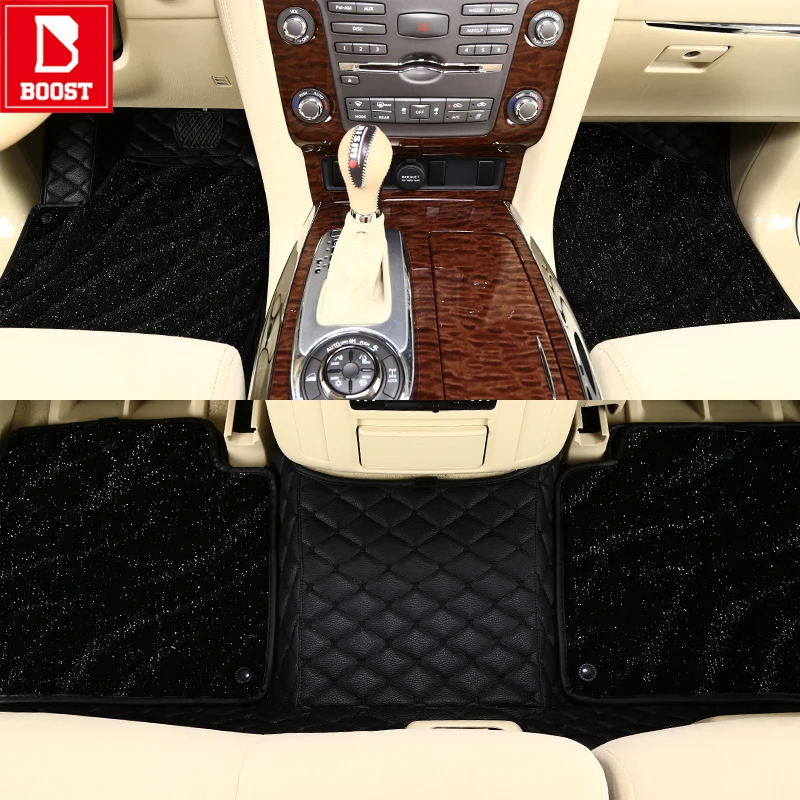 Boost автомобильные коврики для Toyota Rush Vanguard Voxy Hilux Highlander водонепроницаемые с добавлением шелковой катушки автомобильные подушечки для ног - Название цвета: Black Black