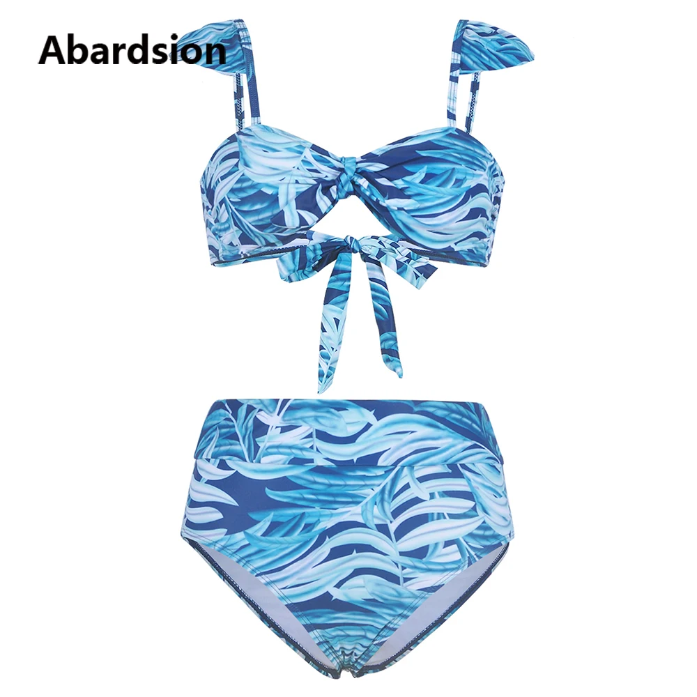 Abardsion, Boho, с принтом, сексуальный бикини, наборы,, пляжная одежда, женские купальники, с принтом, галстук, бант, пуш-ап, два предмета, купальники
