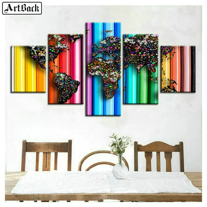 

5d full square / round diamond painting map color landscape five spell picture home decoration diamond mosaic handmade crafts