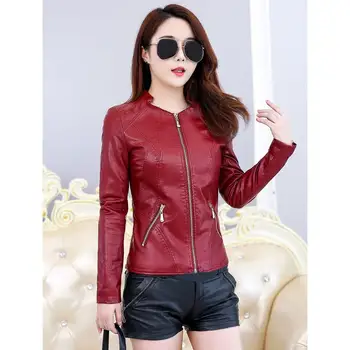 

5Xl Autumn Fashion Faux Leather Coat Women Zipper Motorcycle Plus Size Jacket Female Biker Short Coat Outerwear