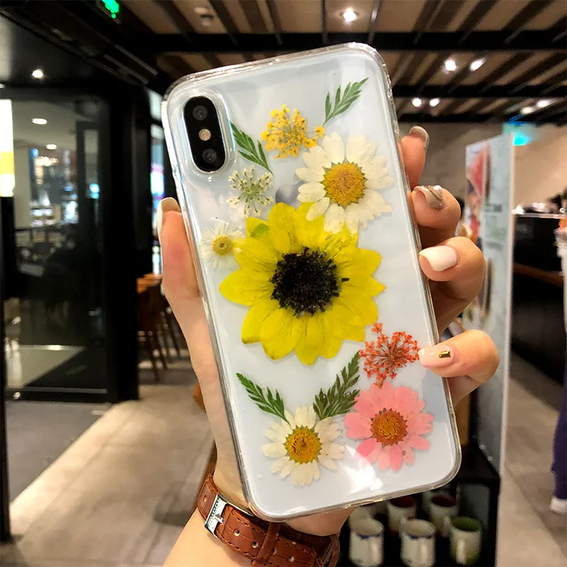 Настоящий прессованный высушенный чехол для телефона с цветами для iPhone X XS Max XR 6 6s 7 8 Plus 11 Pro Max Чехол Мягкий ТПУ Прозрачный цветочный чехол - Цвет: 3