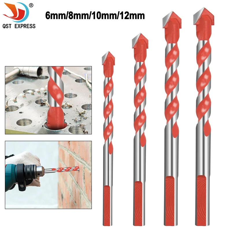 4pcs 6-12mm Ultimate Drill Bits Multi-Material Triangle Drill Bit Diamond Set for Tile Concrete Brick Glass Plastic Wood Stone xcan glass drill bit 3 12mm triangle bit for ceramic tile concrete brick wood drilling power tool accessories drill bit