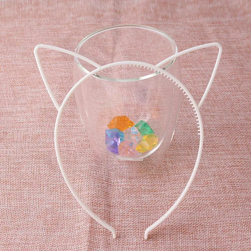 Cat Ear White 12 шт/лот Единорог ободок для вечеринки головная повязка базовый сплошной цвет пластиковый ободок для волос обруч для волос девушки/женщины вечерние аксессуары для волос - Цвет: Cat Ear White
