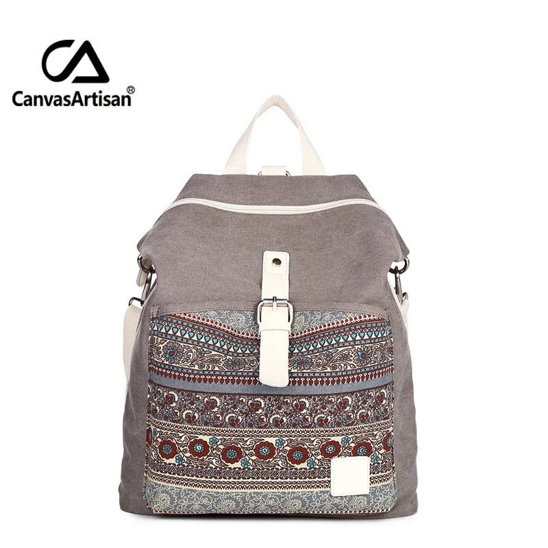 

Canvasartisan Fashion Simple Backpack Trend Women's Canvas Backpack Ethnic-Style WOMEN'S Bag