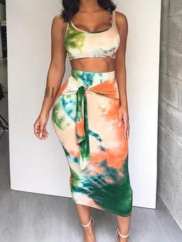 

2pcs Womens Holiday Bow Crop Tops Bodycon Skirt Set Ladies Summer Beach Dress UK