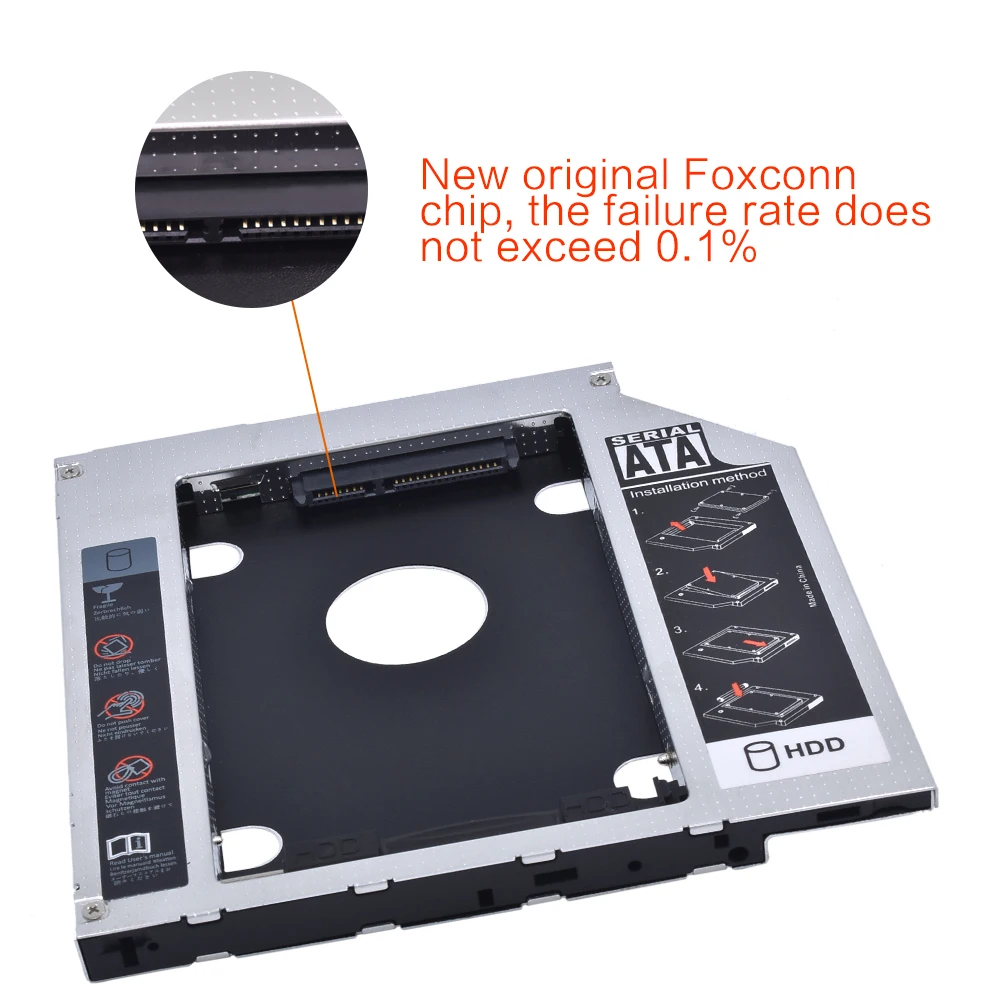 Aluminum Universal 2nd VW HDD Caddy 9.5mm 12.7mm Hard Disk Case Enclosure SATA 3.0 Optibay For Laptop DVD-ROM external hard drive case hard drive enclosure hard disk case external hard drive box hdd case enclosure