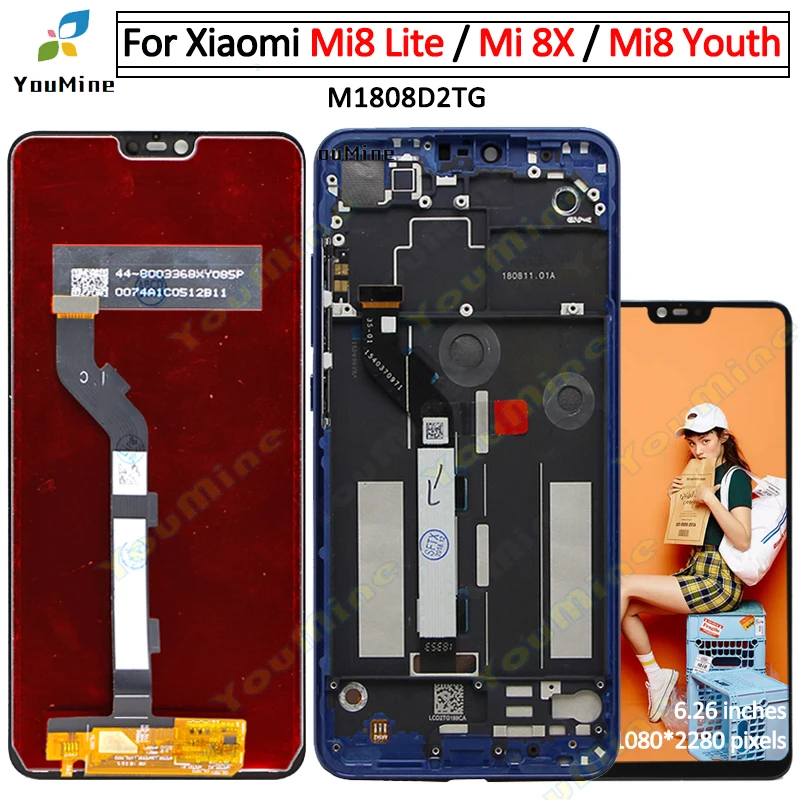 Для Xiaomi Mi 8 Lite Mi8 ЖК-дисплей сенсорный экран дигитайзер сборка Замена для Youth 8X LCD |