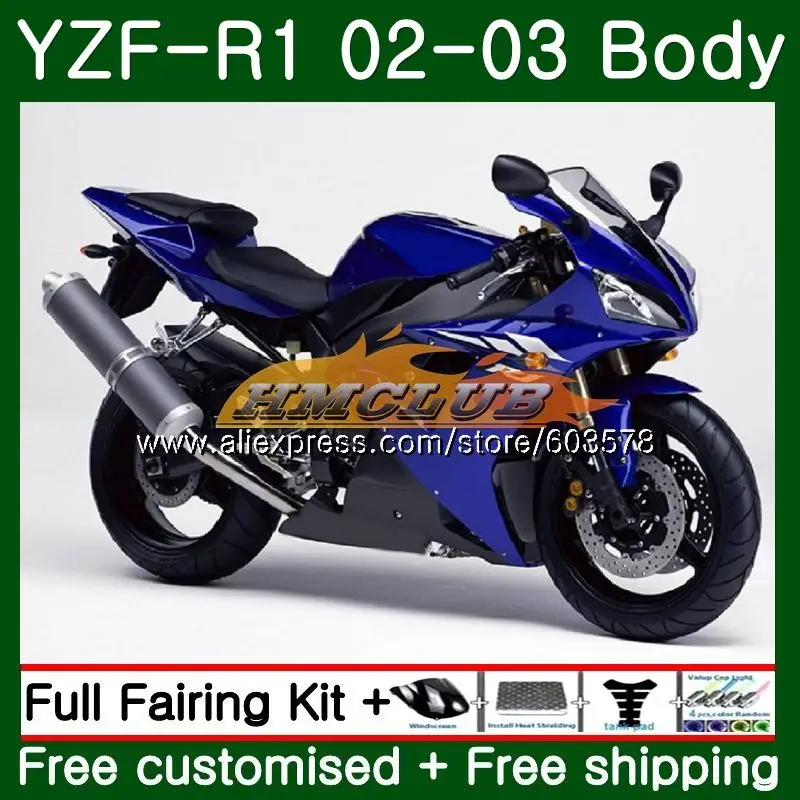 Для кузова Yamaha YZF R 1 YZF 1000 YZF-1000 2002 2003 60CL. 6 YZF R1 02-03 тела YZF1000 YZF-R1 YZFR1 02 03 приятный голубой обтекатель