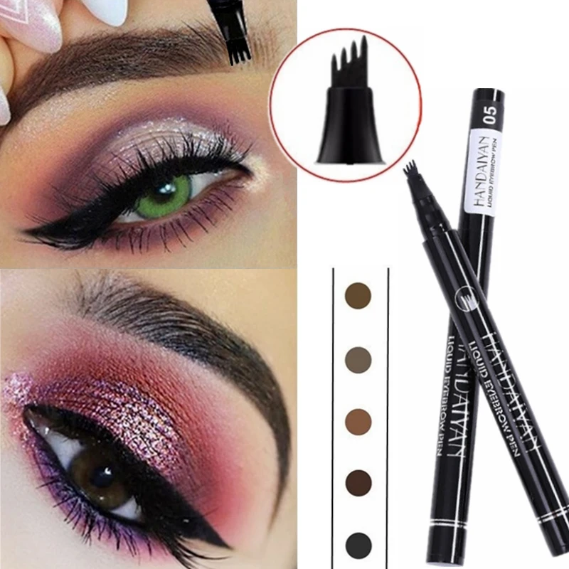 

5 Color Microblading Eyebrow Pencil Waterproof Fork Tip Tattoo Pen Tinted Fine Sketch Eye Brow Pencils Long Lasting Eyebrows