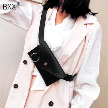 

[BXX] Women's Single Shoulder Crossbody Bag All-match Waist Chest Package 2020 Personality PU Leather Belt Envelope Bag HI250