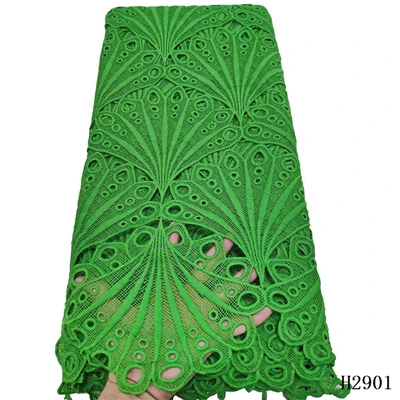 Шнур кружевной ткани высокого качества нигерийское гипюровое кружево кружевная ткань Африканский французский водорастворимый шнур кружева для свадебного HJ2901-1 - Цвет: Green lace