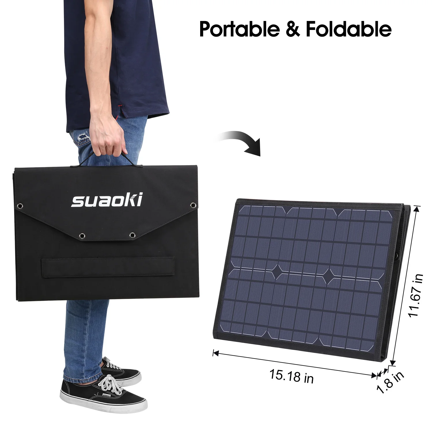 Suaoki 100 Вт складное солнечное зарядное устройство с PD Type C DC 12 18 в USB QC 3 0 выходными