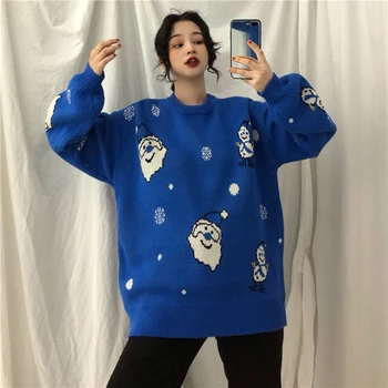 

New Autumn Winter Women Christmas Letter Print Knitted Warm Sweater Couples One size