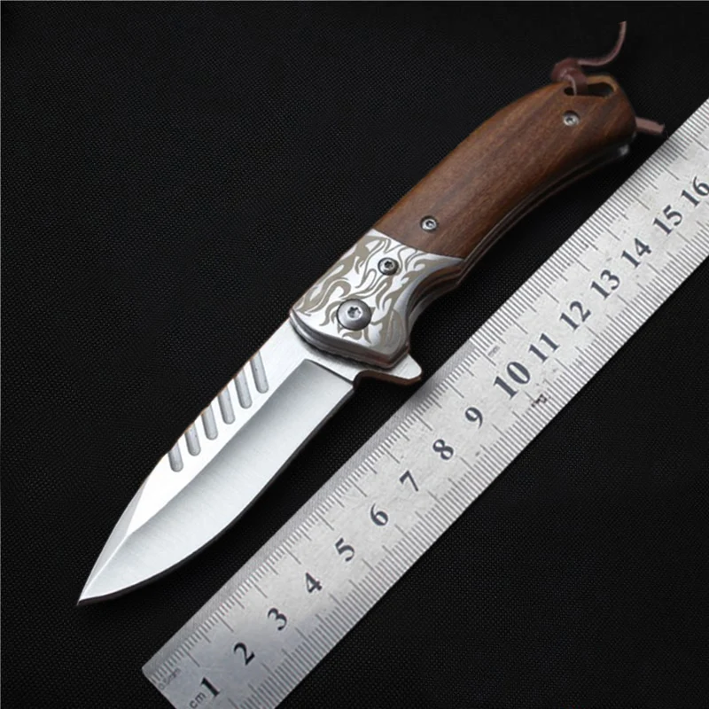 

MK small folding knife D2 blade wood handle 59hrc Ball Bearing Outdoor Hunting Survival Tactical Collection Gift pocket EDC Tool