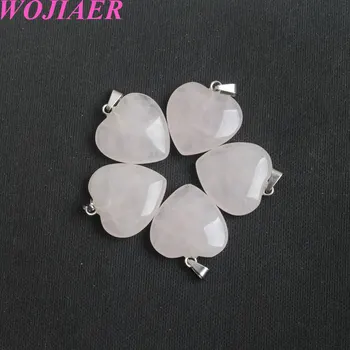 

WOJIAER Pretty stylish Wholesale Natural Gem Stone Heart Pendant Stone 20x6mm Energy Handmade Jewelry 100PCS/Lot ZBM033