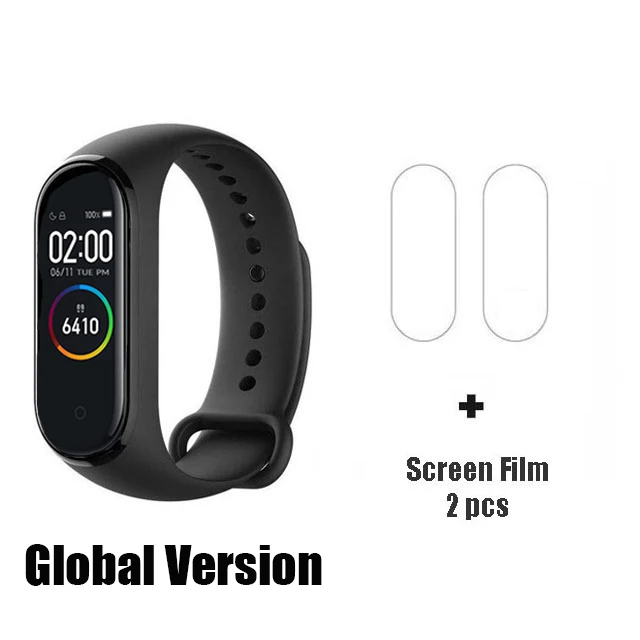 Xiaomi mi Band 4 Smart mi band 3 Цвета экран браслет сердечного ритма фитнес музыка Bluetooth 50 м водонепроницаемый Band 4 - Цвет: Mi 4 GB Version film