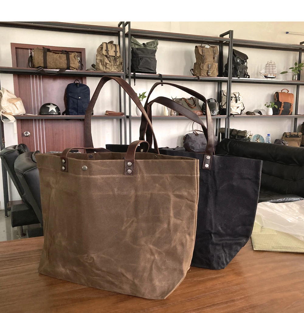 Stylish Canvas And Leather Tote Handbag Womens