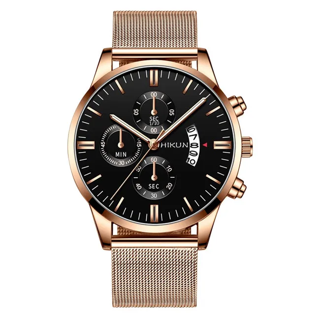 2022 Men Watches Luxury Famous Brand Men Stainless Steel Mesh Belt Calendar Watch Men Business Quartz Watch relogio masculino 