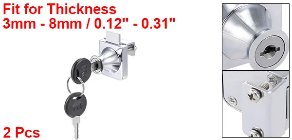 2pc 35mm Keyed Alike Uxcell раздвижные стеклянные двери шкафа замок для навесных стеклянных витрин шкафов с ключом различных ключей, так цинковый сплав хромированная отделка - Цвет: 2pc 35mm Keyed Alike