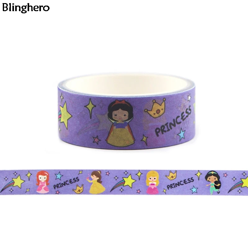 10 шт./компл. Blinghero принцессы 15 мм х 5 м мультфильм лента Washi Kawaii клейкая лента Скотч для монтажа светодиодных лампочек канцелярские ленты для детей BH0268