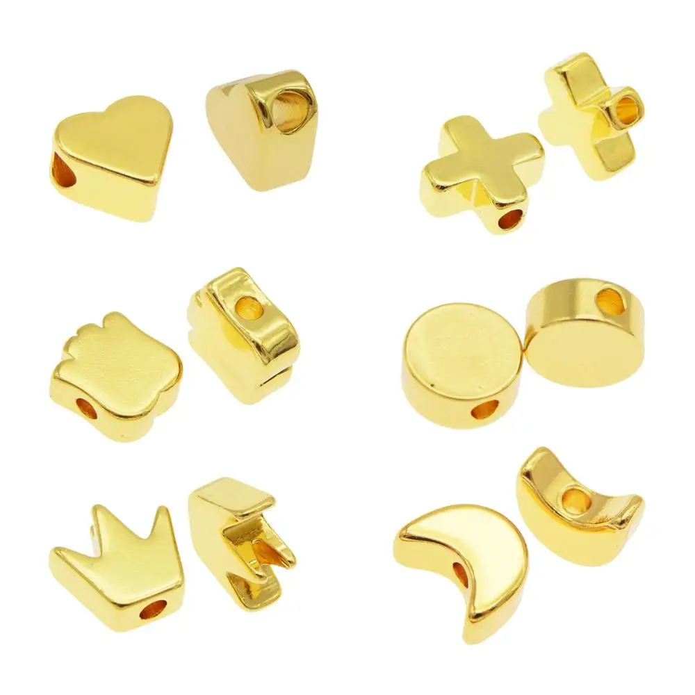 

20pcs/lot Hybrid models copper Metal star moon Charms for Jewelry DIY Making gold heart circle Beads Spacer Bead for necklace