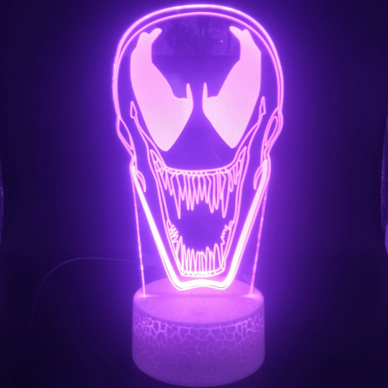 Dropship с героями комиксов Марвел, анти-hero Venom 3D лампа Ночной светильник яркие базовые Батарея питание для внутренней отделки Usb светодиодный Ночной светильник