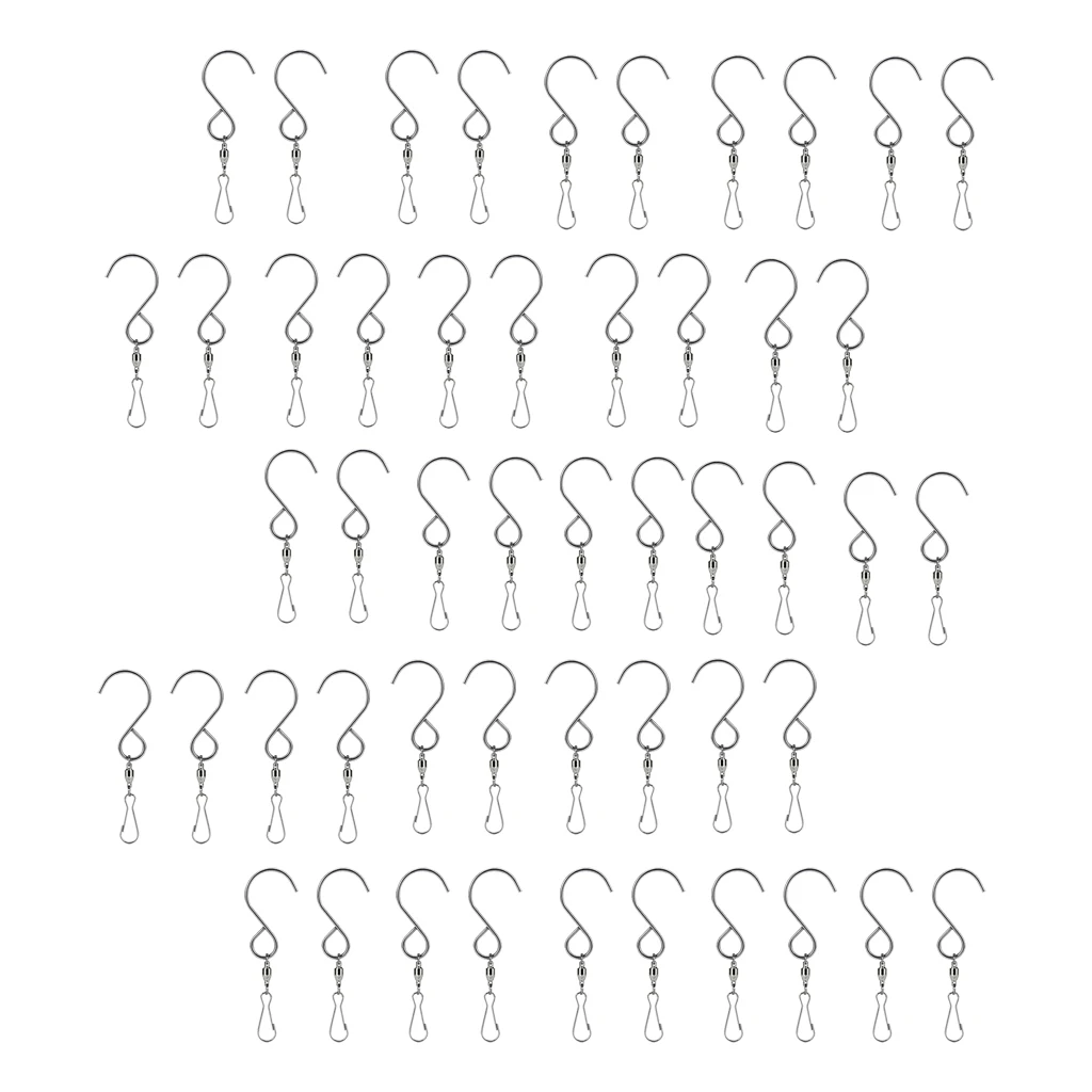 50Pc Swivel Hooks Clips Hanger Hanging Wind Chimes Crystal Twisters Spinning