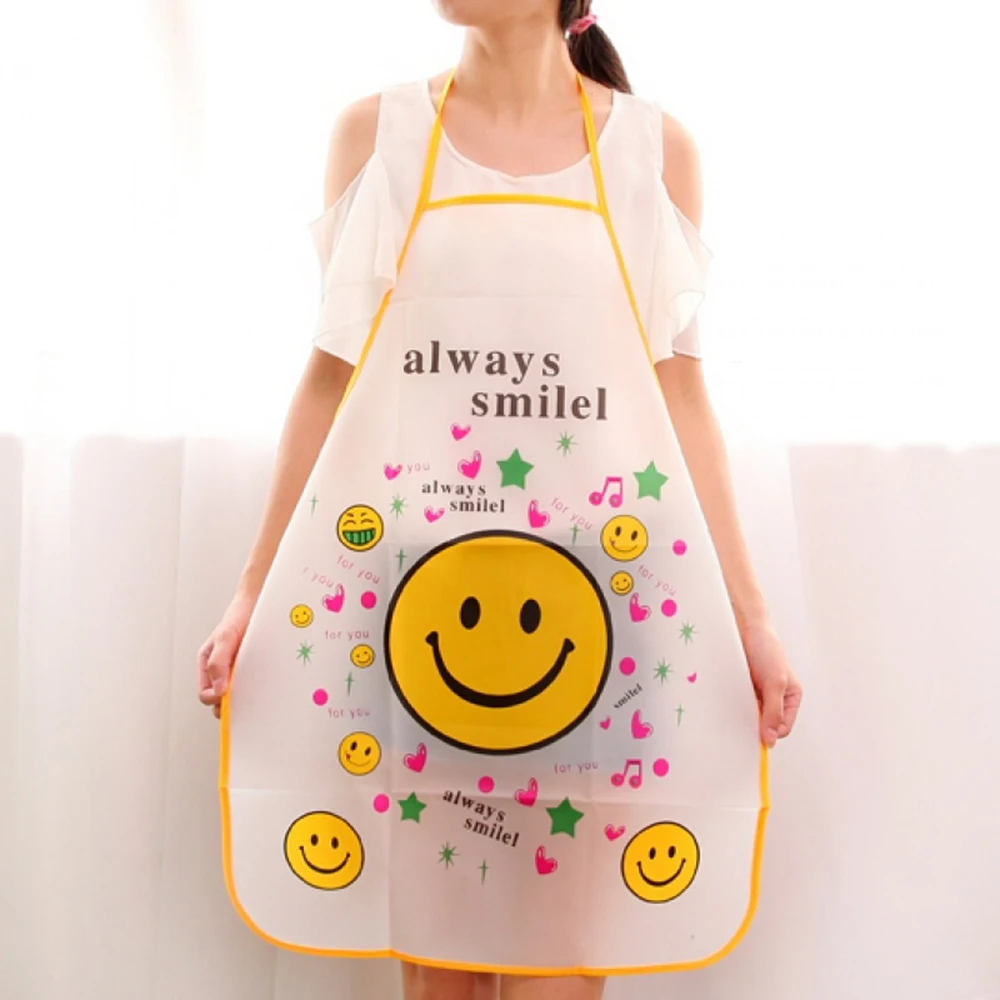 Waterproof Sleeveless Cartoon Apron Household Bibs Cooking Aprons for Women Kitchen Adult Anti-Oil Aprons Cleaning Accessories - Цвет: Smiley face
