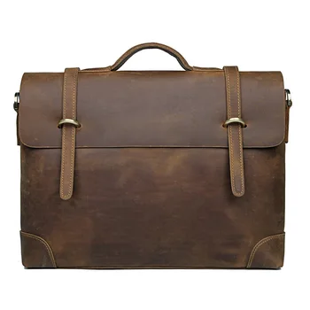 

YILUNXI 2020 New Men's Business Bag Men's dark brown retro shoulder bag Men's leather high-capacity briefcase Men's leather bag