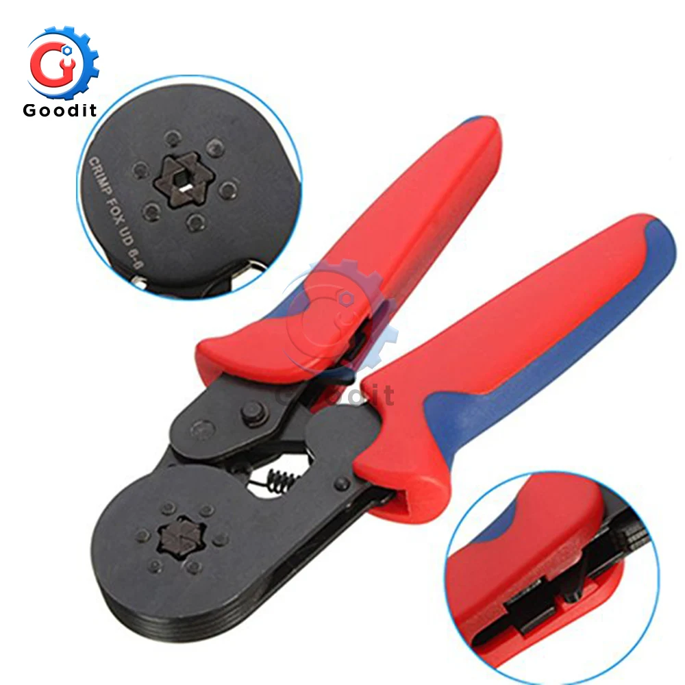 

6-6 0.25-6mm 23-10AWG Hexagon Tube Bootlace Terminal Crimping Pliers Crimp Hand Tools electrical tubular mini clamp adjustable