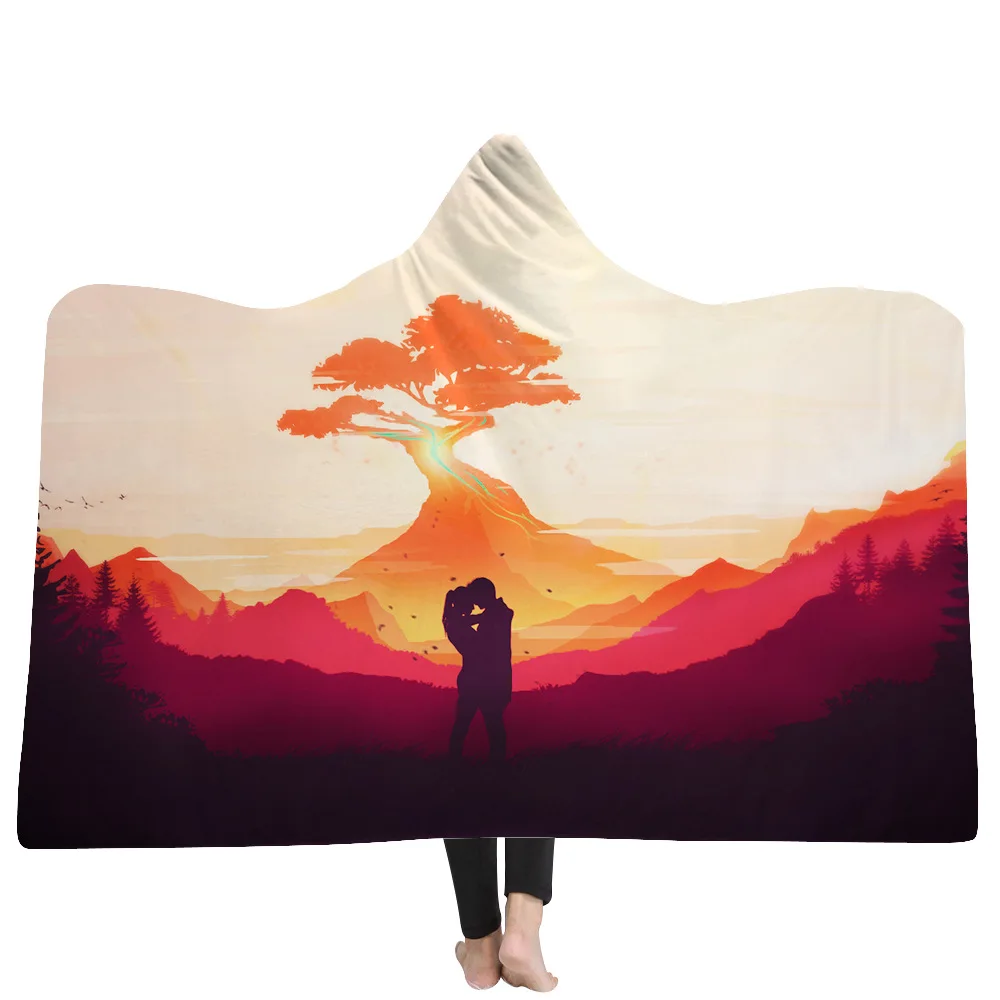 15 3d Print Winter Warm Sofa School Home Travel Picnic Carrying Wearable Polyester Blanket Hooded Blanket For Adult Starry Wonders - Цвет: 15